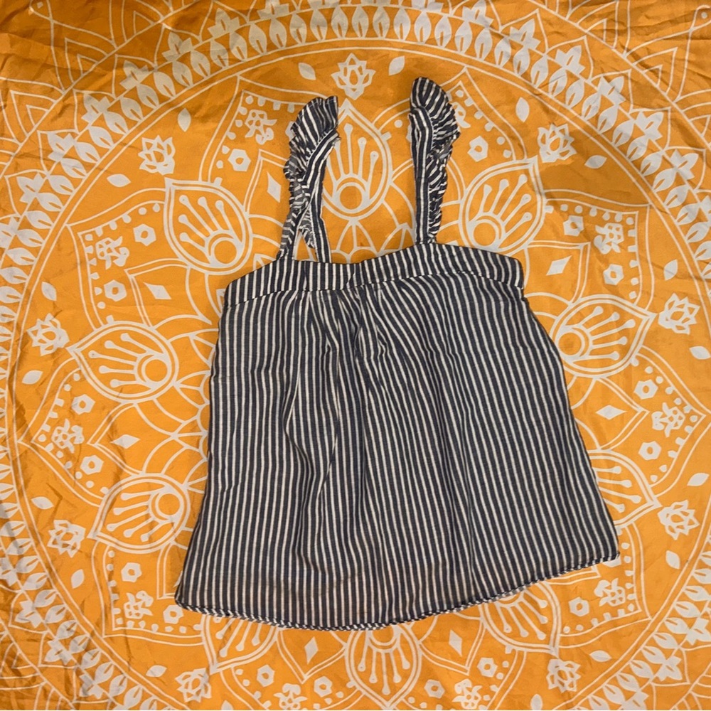Frilled strap, striped tank top